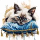 Kitten with blue eyes on cushion Art Print